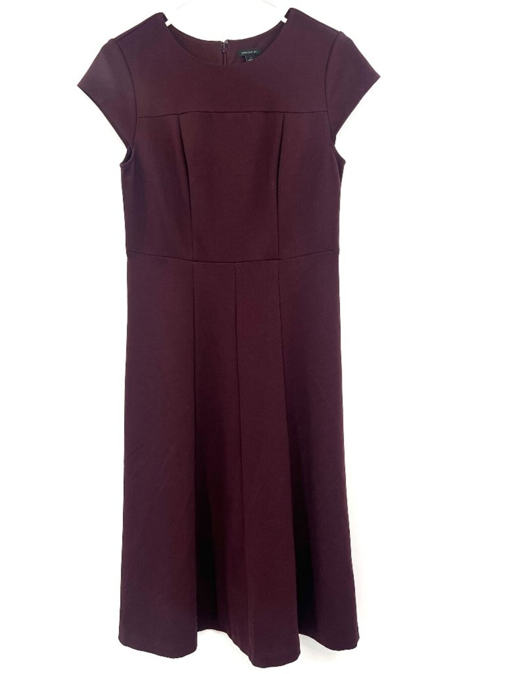 Ann Taylor Burgundy Short Sleeve Midi Dress Women's 0